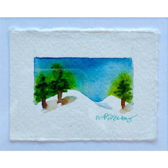 13 x 11 Original Miniature Watercolor Landscape by Michelle Owenby Oversized Mat Gilded Silver Wooden Frame Wired + Ready...