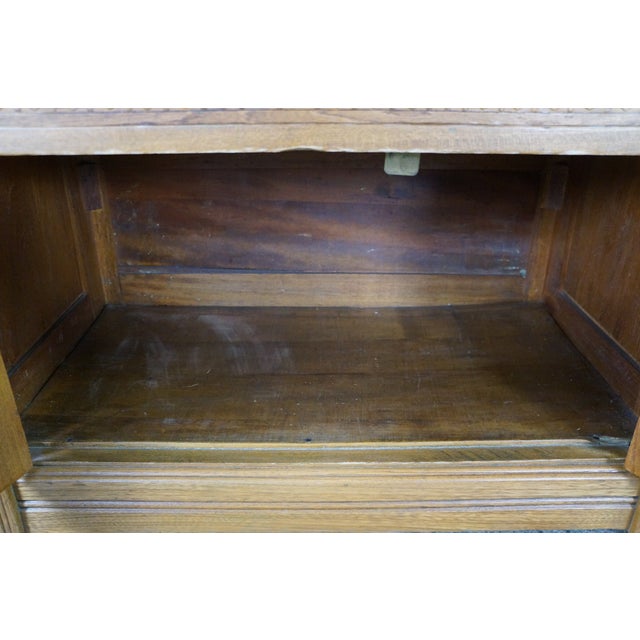 Antique Victorian Eastlake Carved Oak Parlor Cabinet Washstand Commode Chest 30" For Sale - Image 10 of 18