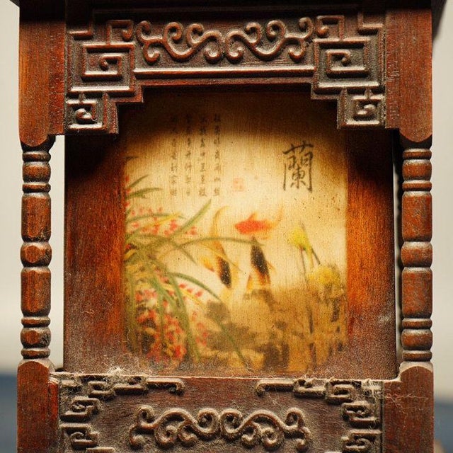 Rosewood Square Brush Pot With "Four Gentlemen" Motif – Scholar's Desk Decor For Sale - Image 4 of 9