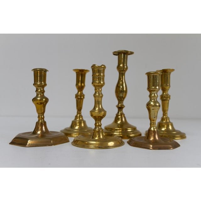 Baroque Antique Baroque Danish Brass Candlesticks, Set of 6 For Sale - Image 3 of 18