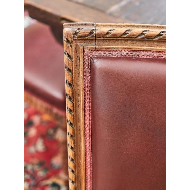 Brown Antique Louis XVI Chairs in Carved Leather, Set of 10 For Sale - Image 8 of 16