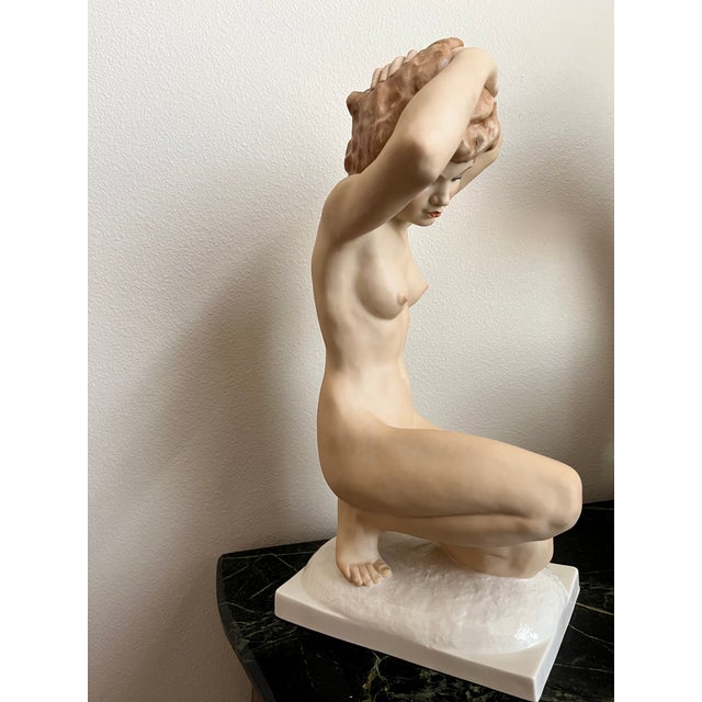Mid 20th Century Mid-Century Porcelain Female Figure Sculpture For Sale - Image 5 of 11