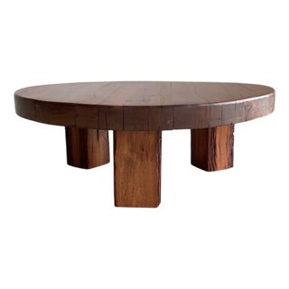 Brutalist Oak Coffee Table, 1970s For Sale