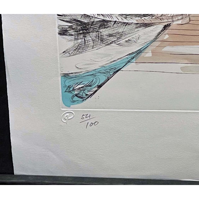 William Papas "Fort Lauderdale Florida" Hand Colored Art Etching For Sale - Image 4 of 9