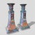 Vintage Chinoiserie Rose Medallion Porcelain Hand Painted Candle Holders -a Pair For Sale In Charlotte - Image 6 of 12