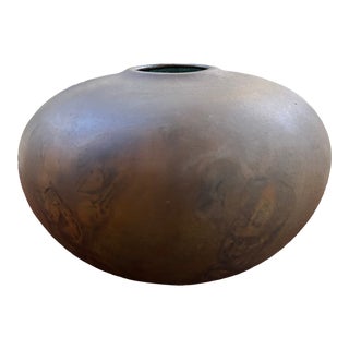 Tony Evans Vintage Raku Studio Clay Pot, Signed - Large For Sale