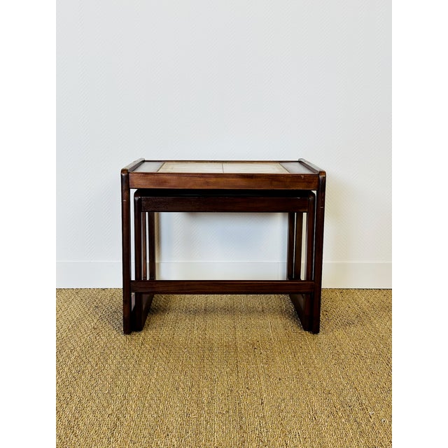 Vintage Nesting Tables in Wood and Ceramic, 1960s, Set of 2 For Sale - Image 12 of 17