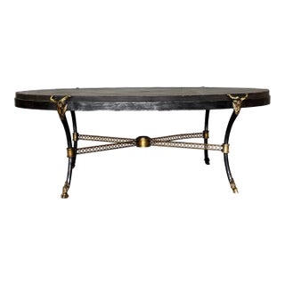 1970s Attributed to Maitland-Smith Embossed Leather Goat Head Coffee Table For Sale