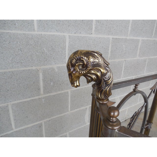 Late 20th Century French Empire Style Ram's Head Bronze & Steel Center Table For Sale - Image 5 of 12