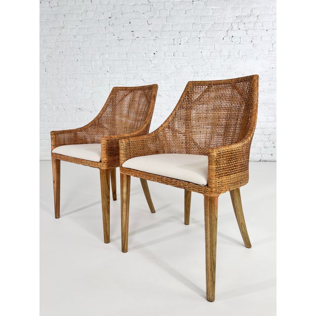 Wood and Rattan Bar Stools, Set of 4 For Sale - Image 12 of 15