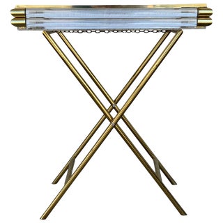 Mid-Century Modern Italian Tray Table With Brass Legs by Montagnani For Sale