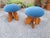 Modern Poufs in Light Wood and Blue Velvet Fabric from Artigianato Italiano, Set of 2 For Sale - Image 6 of 6