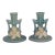 Roseville Pottery Clematis Ceil Blue Candlestick Holders 1159 a Pair 4687b For Sale