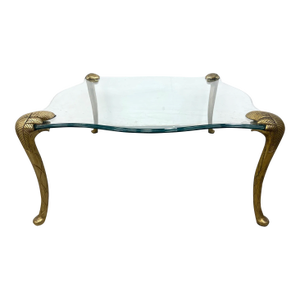 1970s P E Guerin Style Brass and Glass Coffee Table