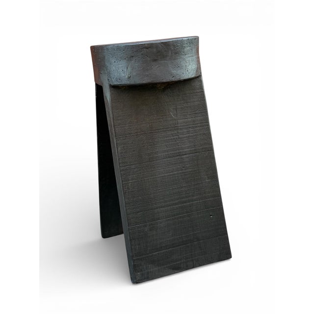 28" - Handcrafted Sculptural Solid Wood "Halo" Ebony Stool For Sale In Columbia, SC - Image 6 of 16