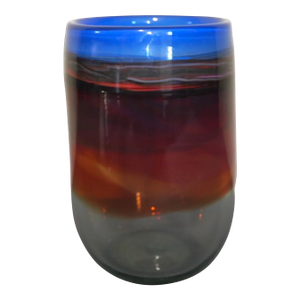 Late 20th Century Amy Roberts Art Glass Contemporary Style Banded Color Swirl Vase