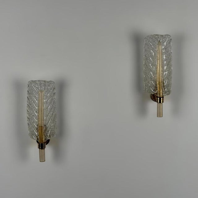 1970s Feather Murano Glass Sconces from Barovier & Toso, 1971, Set of 2 For Sale - Image 5 of 18