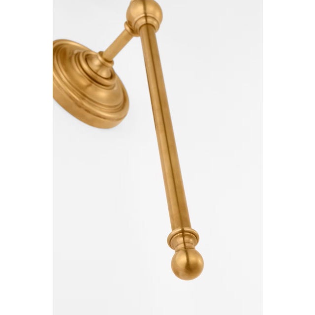 Chapman & Myers for Visual Comfort Signature Classic 27" Tail Sconce in Antique-Burnished Brass with Linen Shade For Sale In Houston - Image 6 of 9