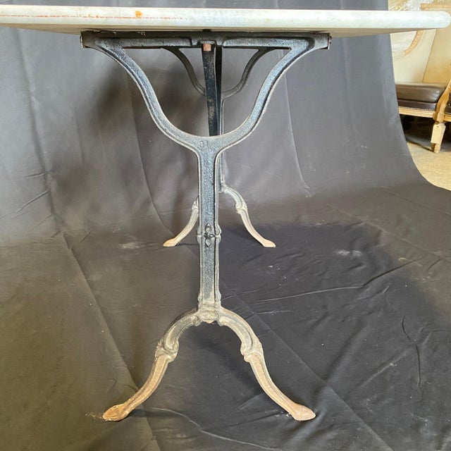 Antique French Marble Top Cafe or Bistro Table With Cast Iron Base For Sale - Image 12 of 15