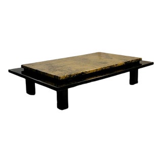 Coffee Table in Black and Gold, France, 1970s For Sale