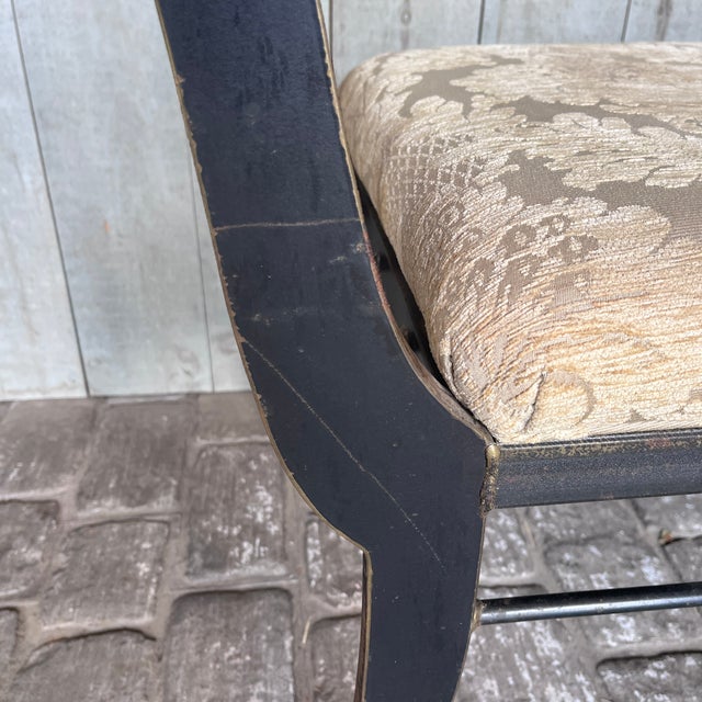 1990s Swaim Attributed Regency Style Heavy Iron Upholstered Window Bench For Sale - Image 9 of 13