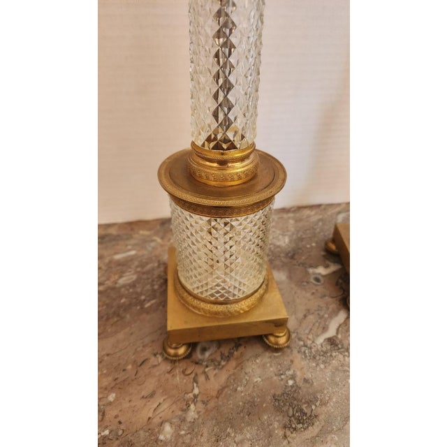 Pair of Early 20th Century Empire Style Bronze and Crystal Candelabra For Sale - Image 9 of 9