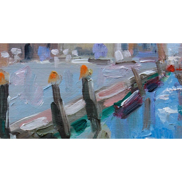 Contemporary Modern Abstract Seascape, Canal in Venice Oil Painting For Sale - Image 3 of 9