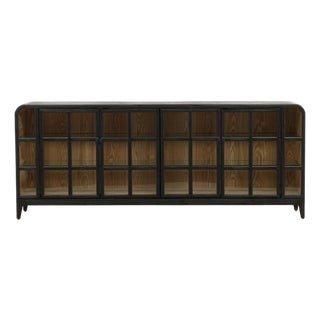 Black Rounded Window Credenza For Sale