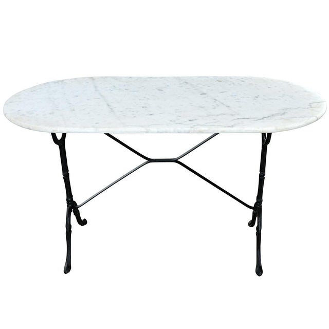 Traditional Early 20th Century French Marble Top Capsule Shape Bistro Table For Sale - Image 3 of 11