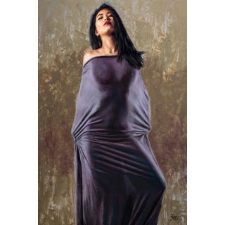 Fiona #1 by Dave Seeley | Oil on Canvas on Board Portrait of a woman in a flowing dress. For Sale