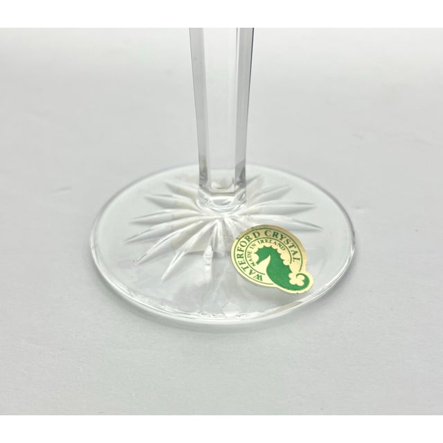 2010s Waterford “Golden Lismore (Tall)” Crystal Gold Rim Champagne Glasses - Set of 8 For Sale - Image 5 of 7