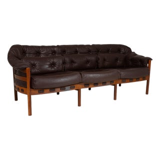 1960s Danish Mid-Century Modern Sofa Attributed to Ellekær & Norell for Coja Chocolate Brown For Sale