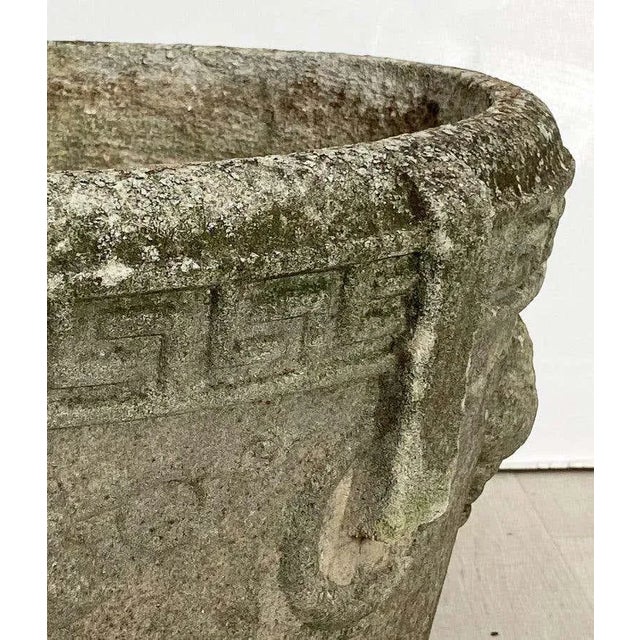 Mid 20th Century English Garden Stone Round Planter With Greek Key Design For Sale - Image 5 of 7