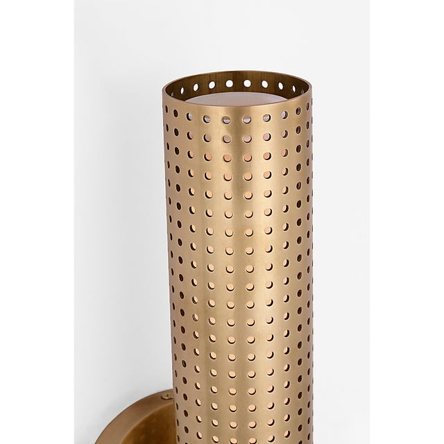 Modern Kelly Wearstler for Visual Comfort Signature Precision 18" Bullet Sconce in Antique-Burnished Brass with White Glass For Sale - Image 3 of 7