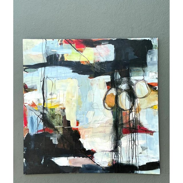 Contemporary Vintage Abstract Expressionist Oil Painting on Canvas For Sale - Image 3 of 12