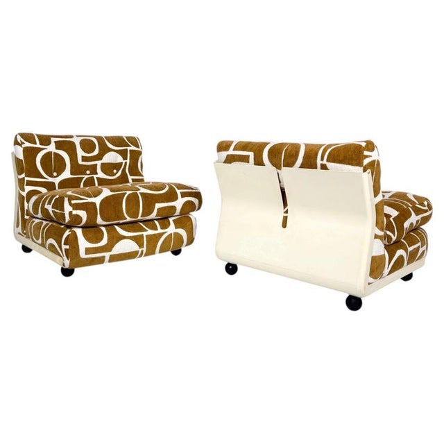 Brown Mid-Century Modern Amanta Lounge Chairs attributed to Mario Bellini for C&B Italia, 1960s, Set of 2 For Sale - Image 8 of 8