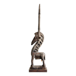41” Tall Oversized Vintage African Chiwara Style Antelope Sculpture, Hand-Carved Wood Tribal Art, West African Bambara Style Figure