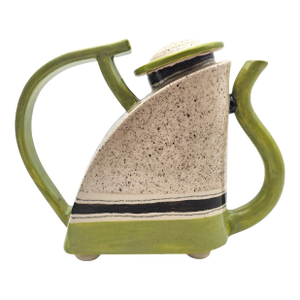 Signed D. Kite Postmodern Studio Ceramic Teapot Green Speckle 7.5"