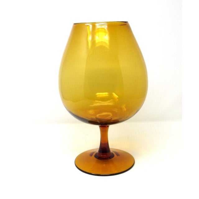 Glass Large 12-Inch Italian Empoli Amber Glass Brandy Snifter - 1960s For Sale - Image 7 of 9