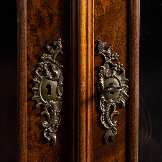 Baroque 19th Century Chestnut Brown Dutch Vitrine with Brass Hardware For Sale - Image 3 of 15