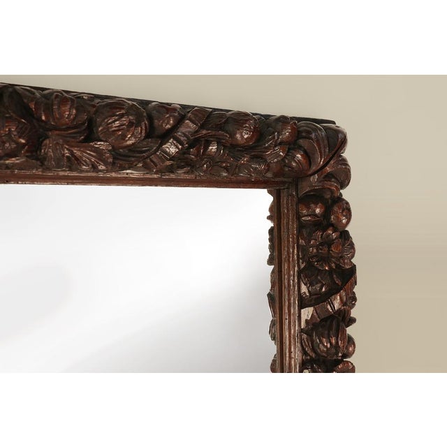 Wood Large Baroque Hand Carved Oak Mirror, France, 1800s For Sale - Image 7 of 11