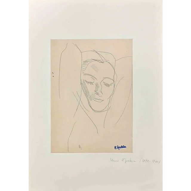 Female Face is an Pencil Drawing realized by Henri Epstein (1892-1944). Good condition on a yellowed paper, included a...
