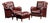 Late 20th Century Pair of Plush Leather Armchairs With Ottoman in Burgundy For Sale