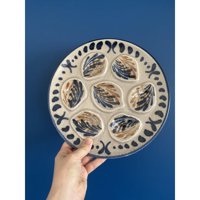 Vintage Ceramic Oyster Plates, France, Set of 6 For Sale - Image 6 of 6