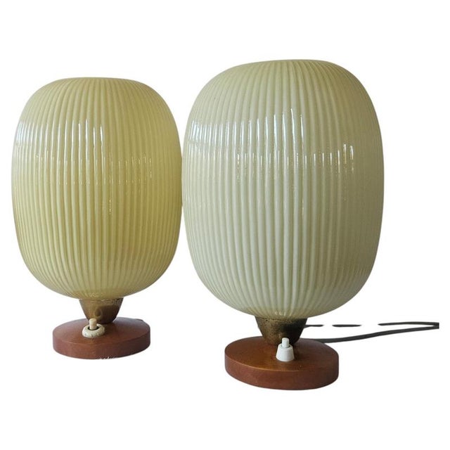 Table Lamps in Glass and Wood, 1960s, Set of 2 For Sale - Image 15 of 15
