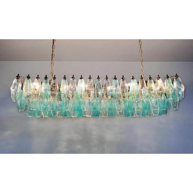 Turquoise and Clear Murano Glass Poliedri Chandelier by Carlo Scarpa For Sale - Image 10 of 18