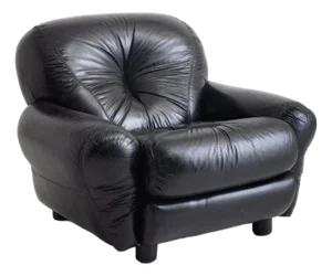 Space Age Overstuffed Leather Lounge Chair