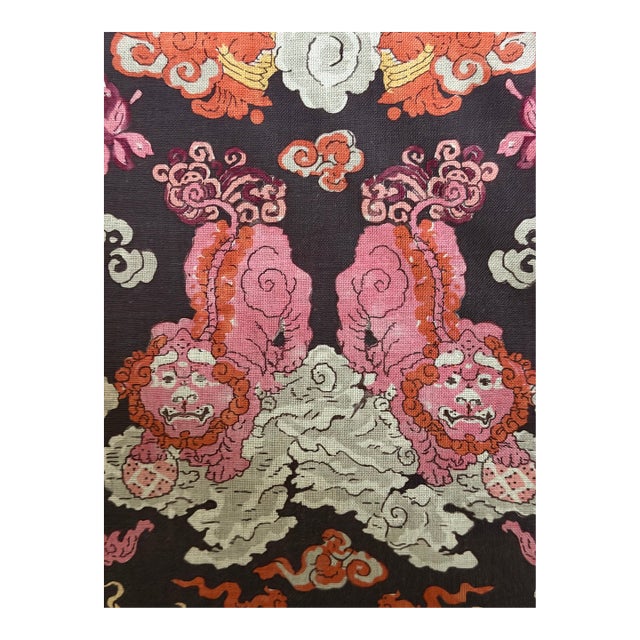 Schumacher 178053 Magic Mountain Dragon Aubergine Linen Blend Fabric 3 Yards For Sale