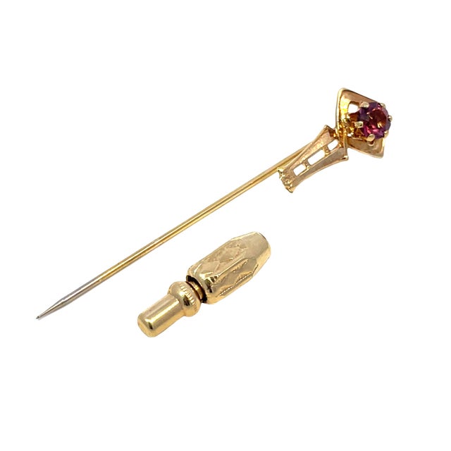 Gold-Filled Stickpin With Amethyst Center For Sale - Image 4 of 5