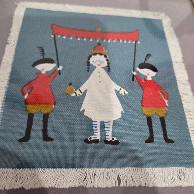 Mid 20th Century Set of Six Hans Christian Andersen Textile Napkin Artworks by Aase & Preben Jangaard, Framed Danish Mid‑Century For Sale - Image 5 of 13